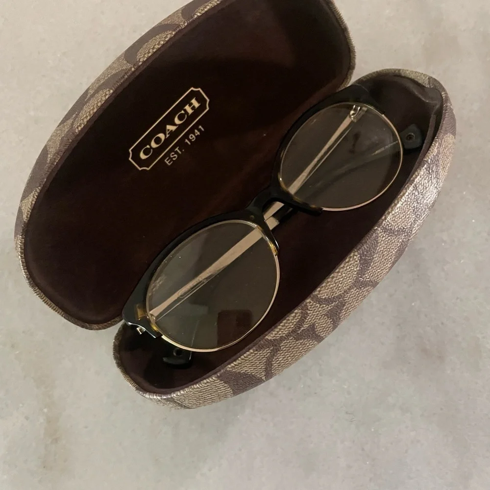 Coach frame woman RX prescription metal round tortoise brown gold round eyewear